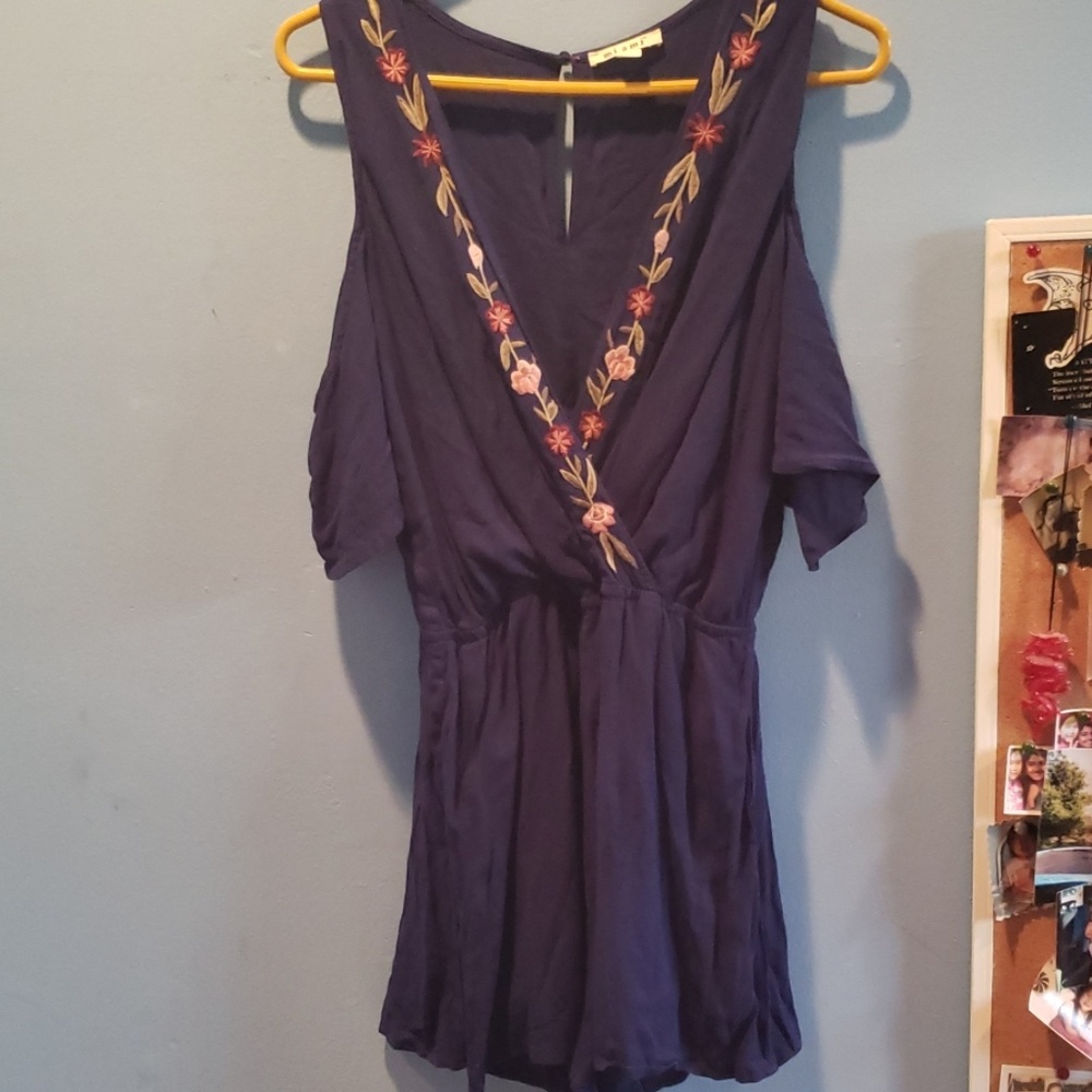 Cold Shoulder Blue Romper